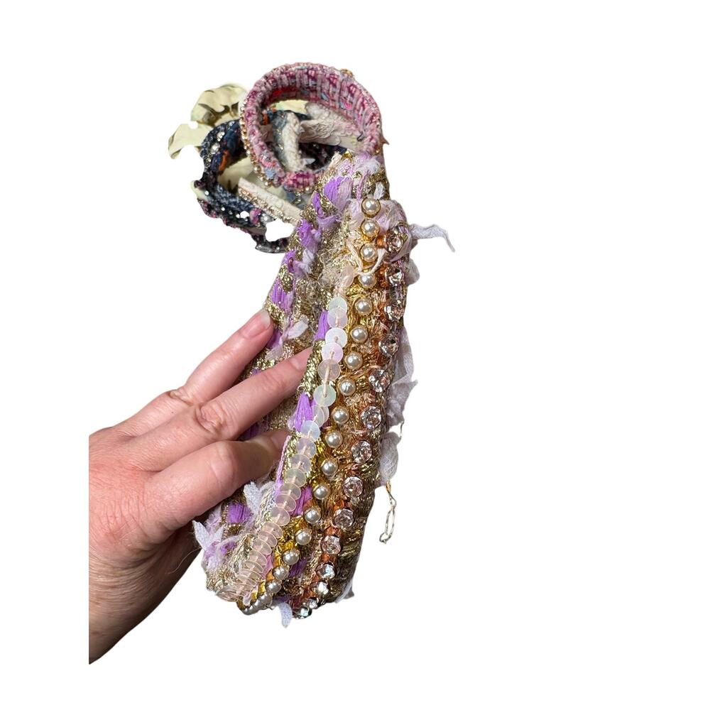 Minime Paris, Handmade Tweed Headband, 3 Rows, Light Purple - Picture 6 of 8